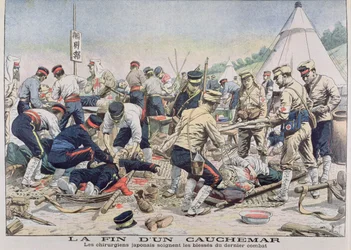 Cirujanos de la Cruz Roja Japonesa, de Le Petit Journal, 1905