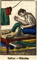 Sastre; Serie sobre oficios, imagen de Epinal del siglo XIX