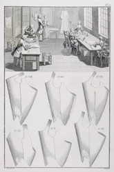 Sastre, de la Encyclopedie des Sciences et Metiers por Denis Diderot, publicado c.1770