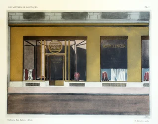 Sastres, Placa 7, ilustración de Devantures de Boutiques por Louis-Pierre Sezille, París, 1927