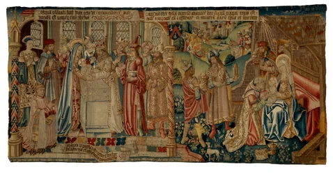 Tapiz, Circuncisión y Adoración de los Reyes Magos, realizado posiblemente en Francia