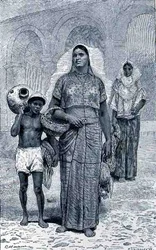 Mujeres de Tehuantepec, de Las ciudades antiguas del Nuevo Mundo, por Claude-Joseph-Desire Charnay, pub. 1887