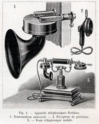 Aparato telefónico - Sistema Berliner - grabado en 