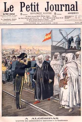 La llegada de los embajadores marroquíes, entre ellos Sidi-Mohammed Torres, a la Conferencia de Algeciras, de «Le Petit Journal», enero de 1906 - conferencia internacional de las potencias europeas y Estados Unidos celebrada para tratar las relaciones de