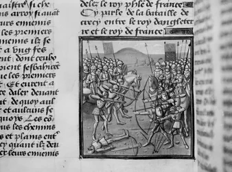 La Batalla de Crécy en 1346 de las Crónicas de Froissart