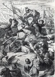 La Batalla de Kortrijk (Batalla de las Espuelas de Oro) entre el Rey de Francia y la Milicia Comunal Flamenca el 11 de julio
