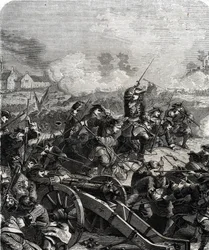 La Batalla de Landen o Neerwinden se libró en la actual Bélgica el 29 de julio de 1693 durante la Guerra de los Nueve Años (grabado)