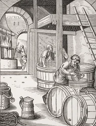 El cervecero, según una ilustración del siglo XVI dibujada y grabada por Jost Amman (1539-91) de 