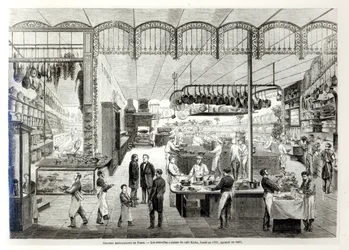 Las nuevas cocinas del Café Riche, 1866