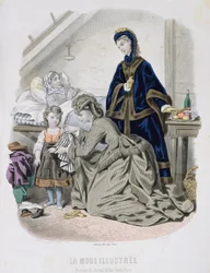 La Visita Caritativa, ilustración de La Mode Illustrée, c.1870