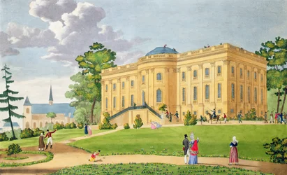 El Chateau de Montmorency, cerca de París, c.1815-20 (grabado a color)