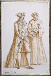 El Conde de Saint-Priest, Embajador de Francia en la Sublime Puerta en Constantinopla, 1768-84 con su dragomán (intérprete)