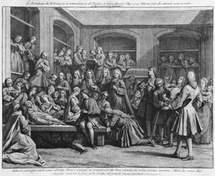 Los Convulsionarios del cementerio parroquial Saint-Médard en París, ilustración de La verité des miracles de M. de Paris... por Louis Basile Carré de Montgeron, 1737