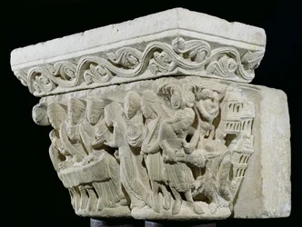 La muerte de San Juan Bautista, relieve de un capitel