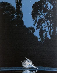 La Muerte del Cisne, ilustración para La Gazette du Bon Ton inspirada en el ballet El Lago de los Cisnes de Tchaikovsky, 1924