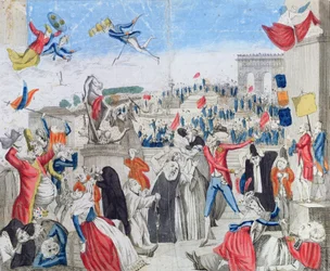 Los aristócratas desesperados viendo la Fête de la Fédération en el Campo de Marte, 14 de julio de 1790, c.1790