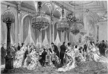 Cena del Cuerpo Diplomático en una recepción organizada por Adolphe Thiers en el Palacio del Elíseo. París