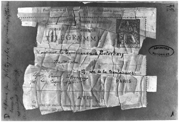 El Caso Dreyfus, 22 de diciembre de 1894, telegrama enviado al Comandante Esterhazy