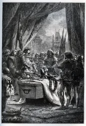 El gobernador inglés de Chateauneuf de Randon se rindió y vino a depositar las llaves de la plaza en el ataúd de Bertrand du Guesclin (1320-1380), el 13 de julio de 1380 frente a quien la ciudad estaba sitiando.