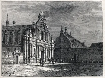 El convento de los Feuillants, lugar de reunión del Club de los Feuillants, una organización política realista durante la Revolución Francesa. Grabado de 1889. Colección privada