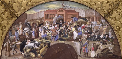 El mercado de pescado en Les Halles, c.1660
