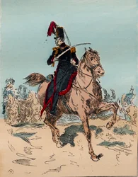 El ejército francés bajo el reinado de Luis Felipe de 1830 a 1848 - Artillería a caballo en batería - Grabado de 1882 en “Histoire de dix ans: 1830-1840” Louis-Blanc (1811-1882)