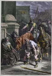 Los galos en Roma - grabado de "La historia de Francia contada a mis nietos" por François Guizot - 1872-1876
