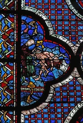 La ventana del Buen Samaritano: un samaritano venda sus heridas