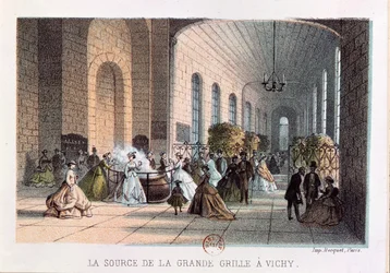 La fuente de agua Grande Grille en Vichy, mediados del siglo XIX