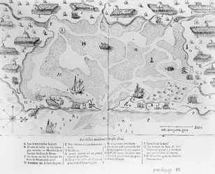 El puerto de Cape Cod, de Voyages de sieur Champlain por Samuel de Champlain publicado en París, 1613