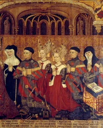 La familia Jouvenel de Ursins. Detalle de las mujeres y niños de Jean Juvenal y prelados