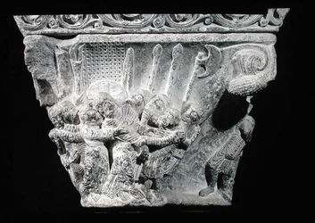 El beso de Judas, relieve de un capitel