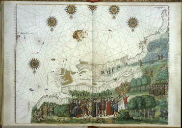 El desembarco de Jacques Cartier y colonos en Canadá, 1547