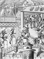 La Casa de la Moneda, después de un grabado en De lInstitution de la Chose Politique, una traducción de la obra latina de Francis Patricius, publicada en 1520