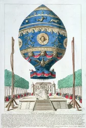 El experimento del globo de los hermanos Montgolfier en el Château de la Muette, 21 de noviembre de 1783