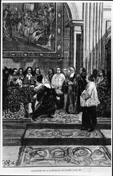 La Madre Superiora es exorcizada por Barre, ilustración para los poseídos de Loudun en Les Mystères de la Science por Louis Figuier, 1886