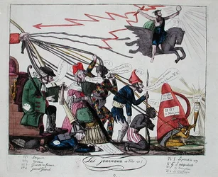 Los periódicos de mayo de 1815 (grabado en color)