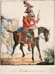 El vendedor de Orvietan, c.1816 (grabado coloreado)