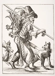 El pollero, según una ilustración del siglo XVI dibujada y grabada por Jost Amman de 