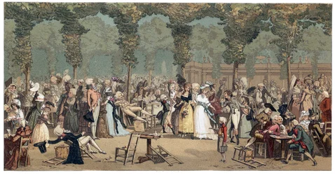 El Paseo Público en el Palais Royal en París por Philibert-Louis Debucourt (1755-1832)