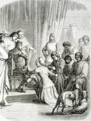 La Reina de Inglaterra (Felipa de Henao) pide clemencia a su esposo Eduardo III para los habitantes de Calais (episodio de los 6 burgueses de Calais)