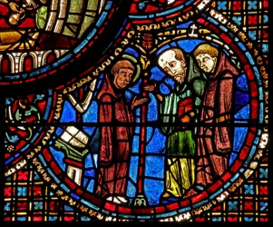 La ventana de San Lubin: sus meditaciones son interrumpidas por dos monjes
