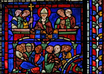 Ventana de San Martín: el santo predicando