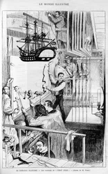 El Teatro ilustra: detrás de las escenas del “Chat noir”. Grabado en “Le Monde Illustré”, 1888.