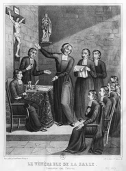 El Venerable San Juan Bautista de La Salle (1651-1719) grabado por H. Jannin y P. Sarrazin, 1845