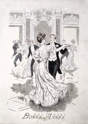 El Vals, tarjeta de Año Nuevo francesa, finales del siglo XIX