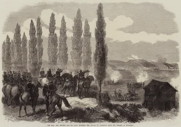 La guerra, el emperador y su estado mayor observando el ataque a Saarbruck desde las alturas de Spicheren