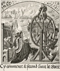 La rueda de la fortuna, de Ciencia y Literatura en la Edad Media por Paul Lacroix (1806-84) publicado en Londres 1878
