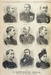 El caso Zola: retratos de los principales testigos, ilustración del suplemento ilustrado de Le Petit Journal, 27 de febrero de 1898