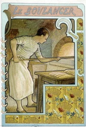 El panadero en su horno - Cromo.
